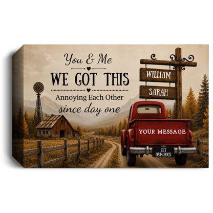 Personalized Couple Truck Canvas | You & Me We Got This Wall Art| Anniversary Gift for Couple Wall Art