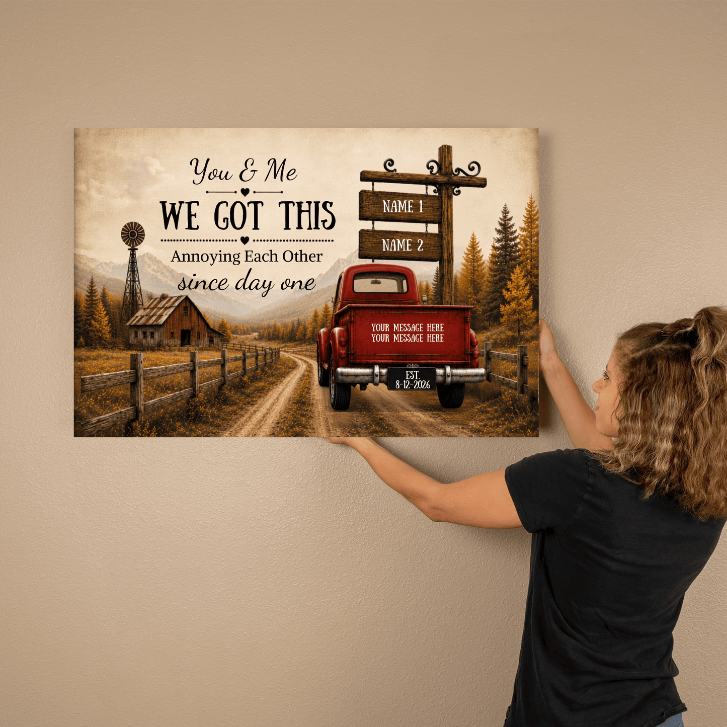 Personalized Couple Truck Canvas | You & Me We Got This Wall Art| Anniversary Gift for Couple Wall Art