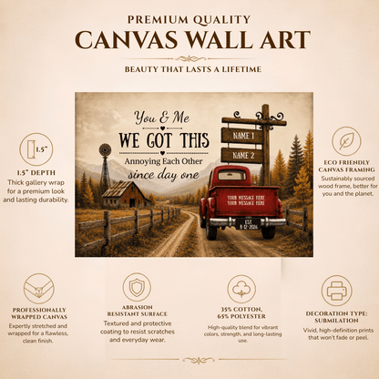 Personalized Couple Truck Canvas | You & Me We Got This Wall Art| Anniversary Gift for Couple Wall Art