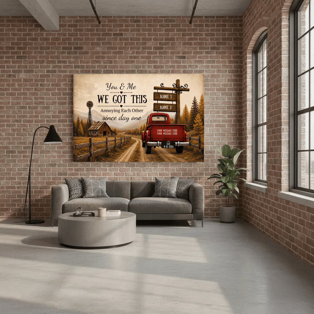 Personalized Couple Truck Canvas | You & Me We Got This Wall Art| Anniversary Gift for Couple Wall Art