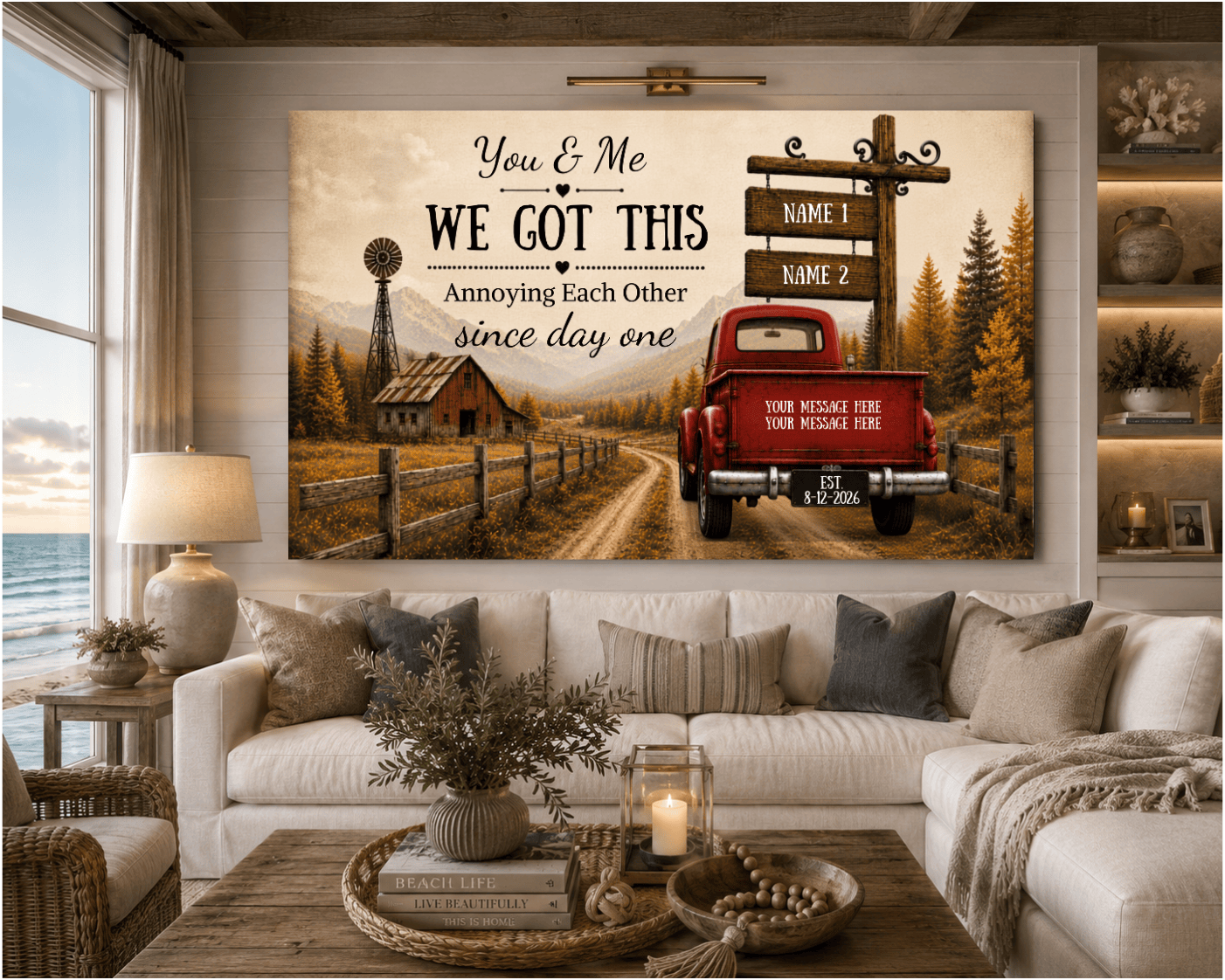 Personalized Couple Truck Canvas | You & Me We Got This Wall Art| Anniversary Gift for Couple Wall Art