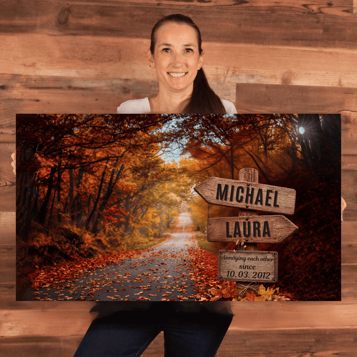 Personalized Couples Canvas Wall Art | Custom Name Signpost Canvas wall art