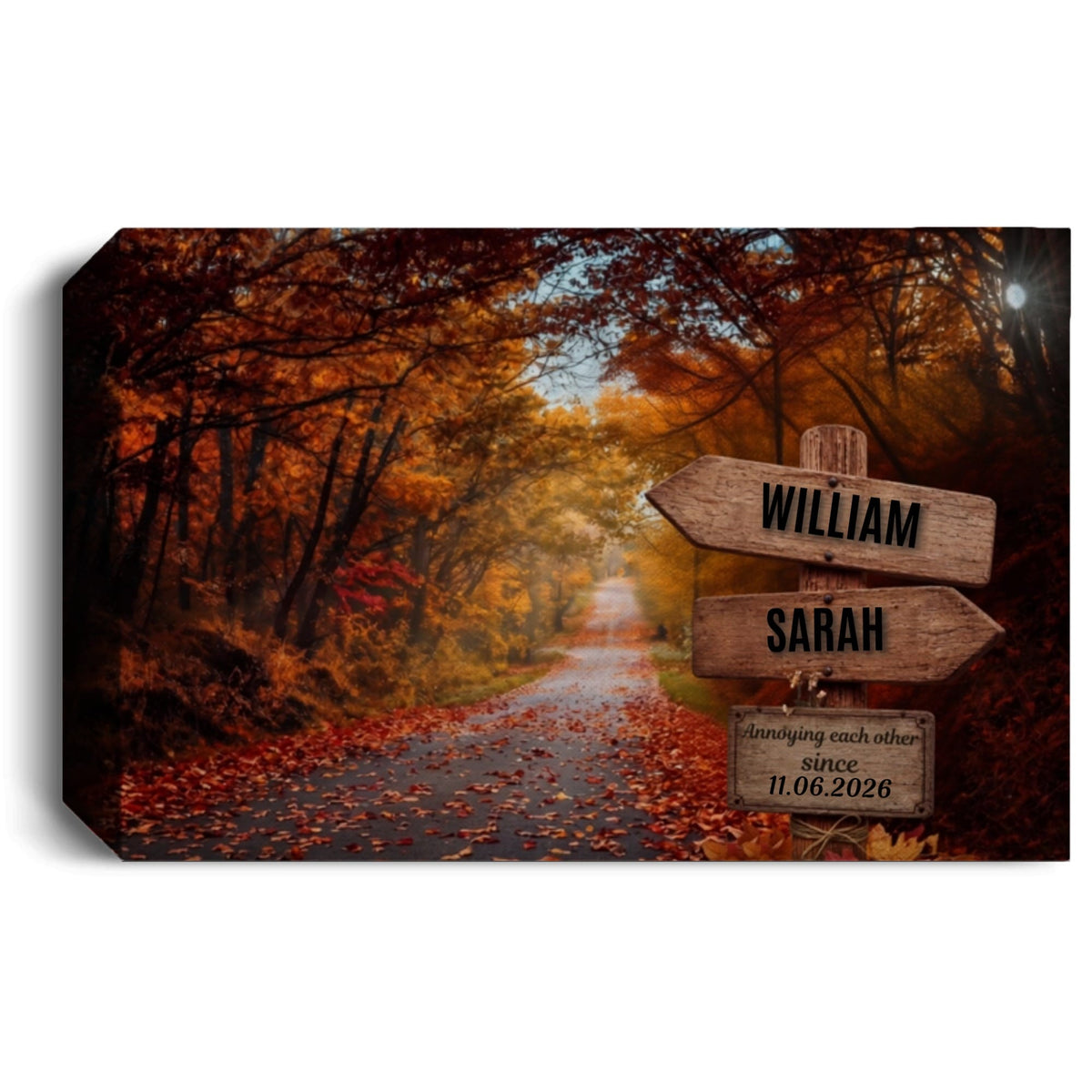 Personalized Couples Canvas Wall Art | Custom Name Signpost Canvas wall art