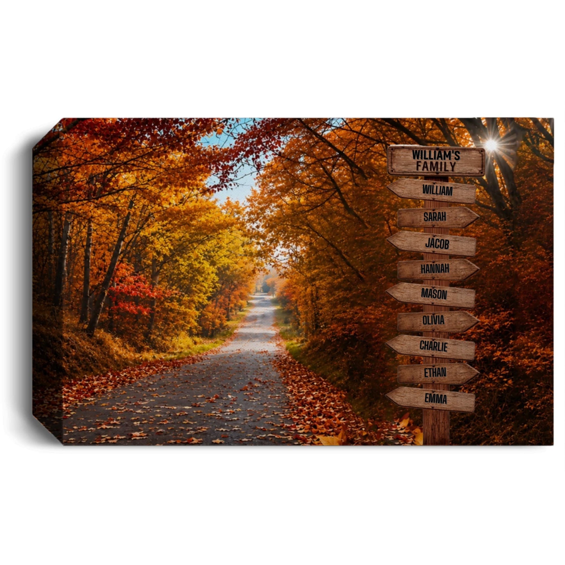 Personalized Family Autumn Canvas | Custom Family Name Sign Wall Art | Fall Foliage Family Canvas |  Personalized Home Gift Wall Art