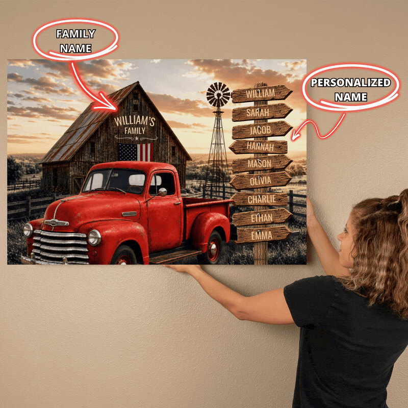 Personalized Family Farmhouse Canvas | Rustic Farmhouse Decor | Personalized Country Home Gift Wall Art