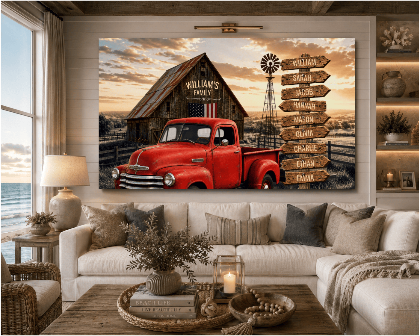 Personalized Family Farmhouse Canvas | Rustic Farmhouse Decor | Personalized Country Home Gift Wall Art