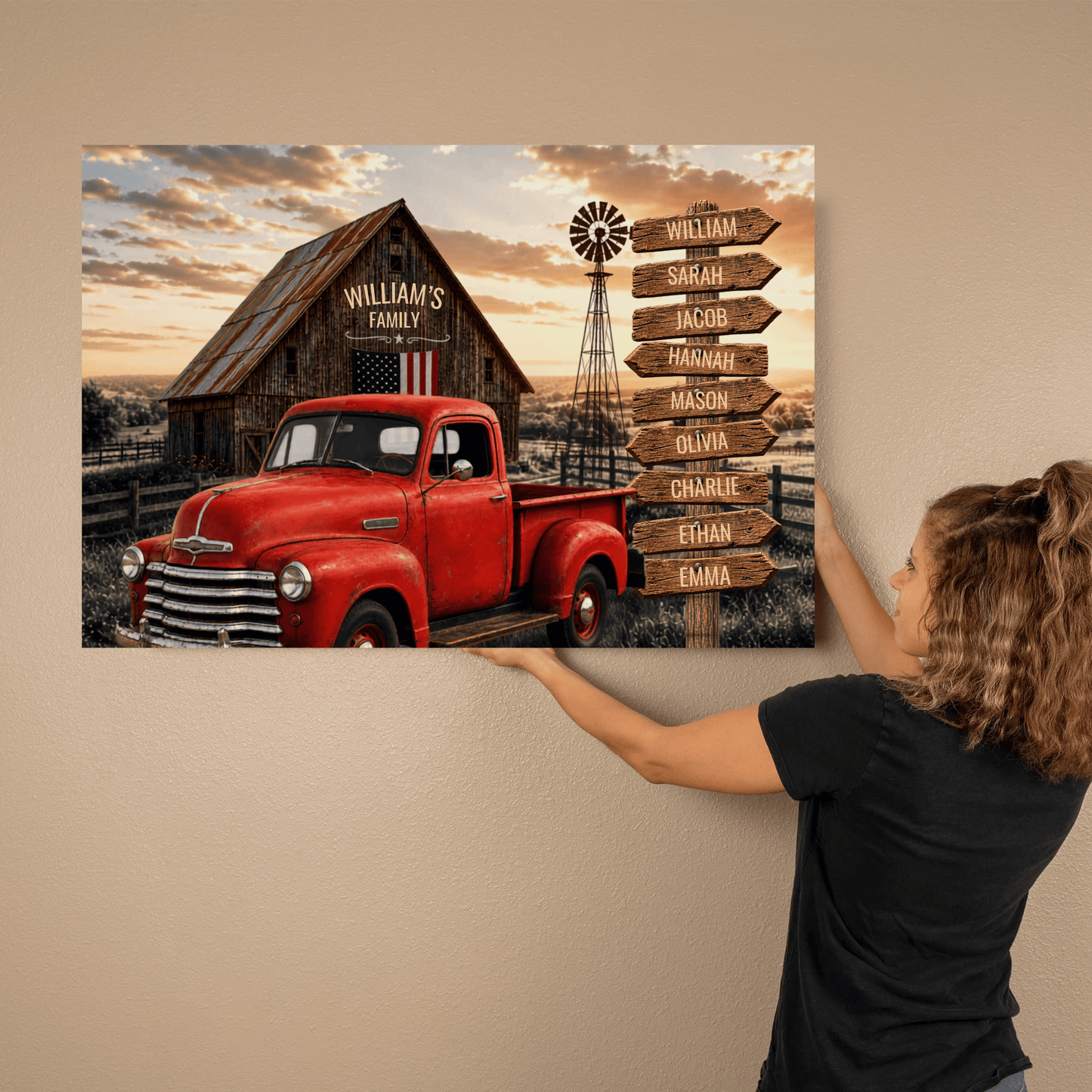 Personalized Family Farmhouse Canvas | Rustic Farmhouse Decor | Personalized Country Home Gift Wall Art