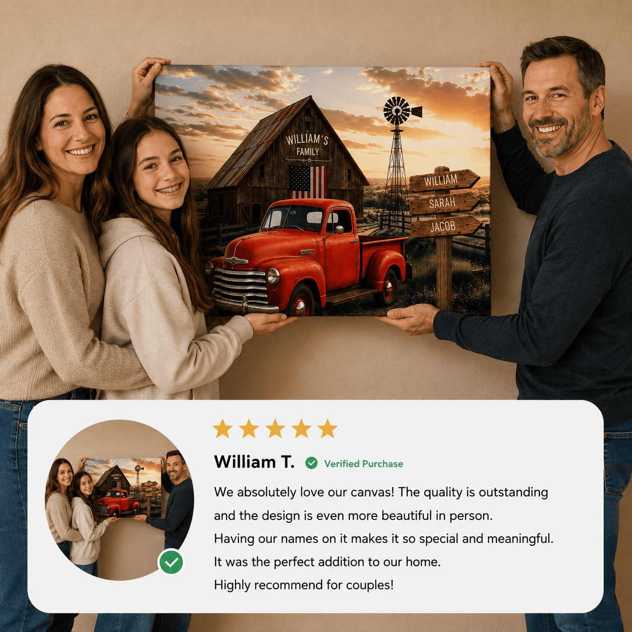 Personalized Family Farmhouse Canvas | Rustic Farmhouse Decor | Personalized Country Home Gift Wall Art