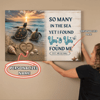Personalized Turtle Couple Canvas Wall Art | So Many in the Sea Yet I Found You Canvas Wall Art