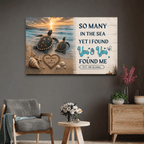 Personalized Turtle Couple Canvas Wall Art | So Many in the Sea Yet I Found You Canvas Wall Art