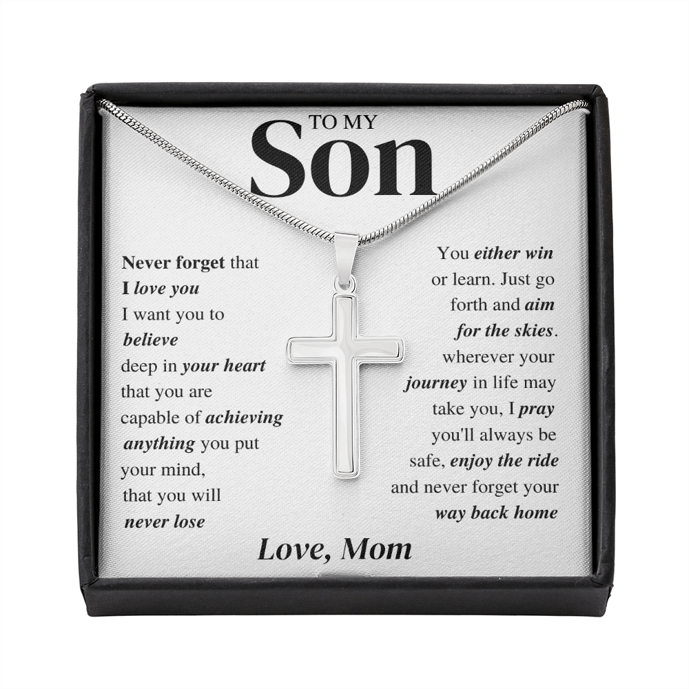 Cross Necklace; Son Gift Jewelry