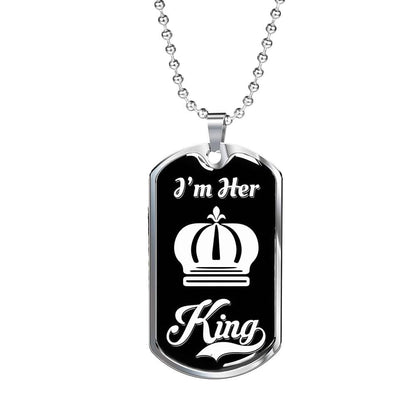 I Am Her King; Luxury Dog Tag Necklace Jewelry