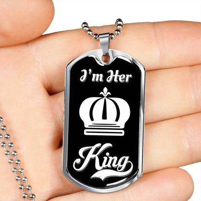 I Am Her King; Luxury Dog Tag Necklace Jewelry