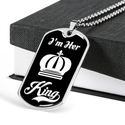 I Am Her King; Luxury Dog Tag Necklace Jewelry