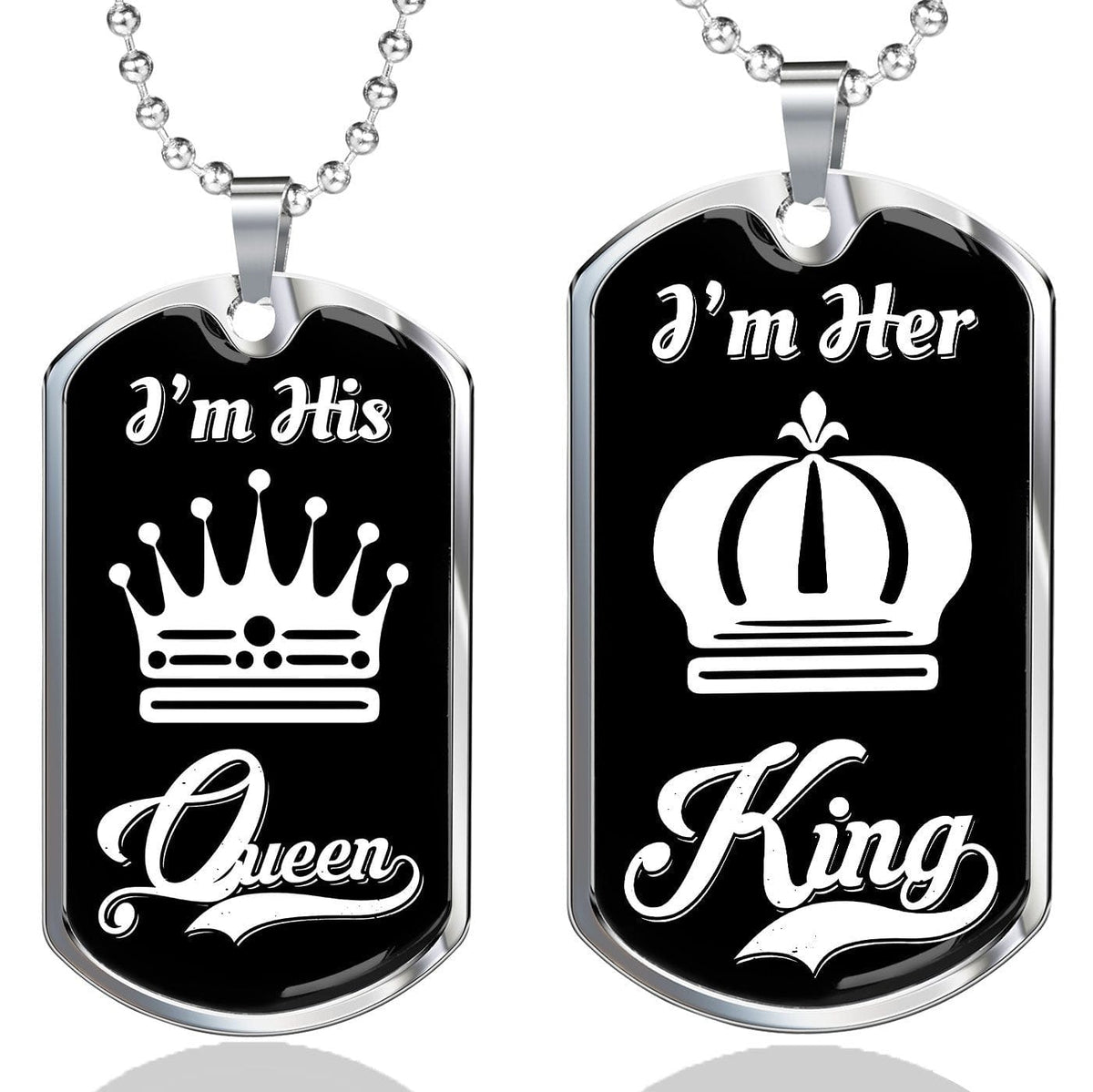 LUXURY DOG TAG BUNDLE; I Am His Queen and I Am Her King Jewelry Sets